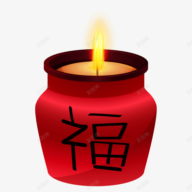 新年红色福字蜡烛png免抠素材_新图网 https://ixintu.com 元旦 喜庆 拜年 新年 春节 福字 红色 节日 蜡烛