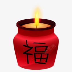 新年红色福字蜡烛素材