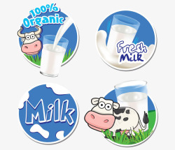 小清新奶牛牛奶标签高清图片
