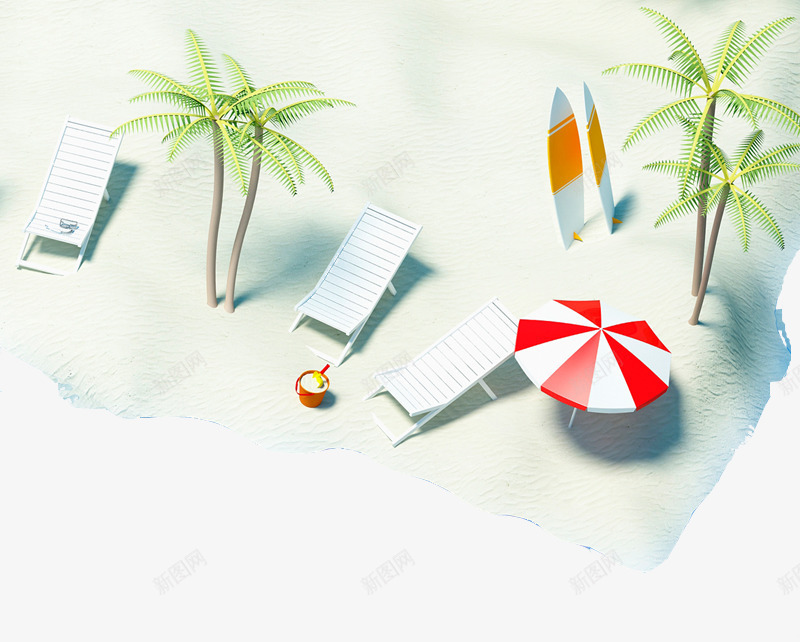 水彩度假海滩广告psd免抠素材_新图网 https://ixintu.com 一家人 春游 清明踏青 野餐