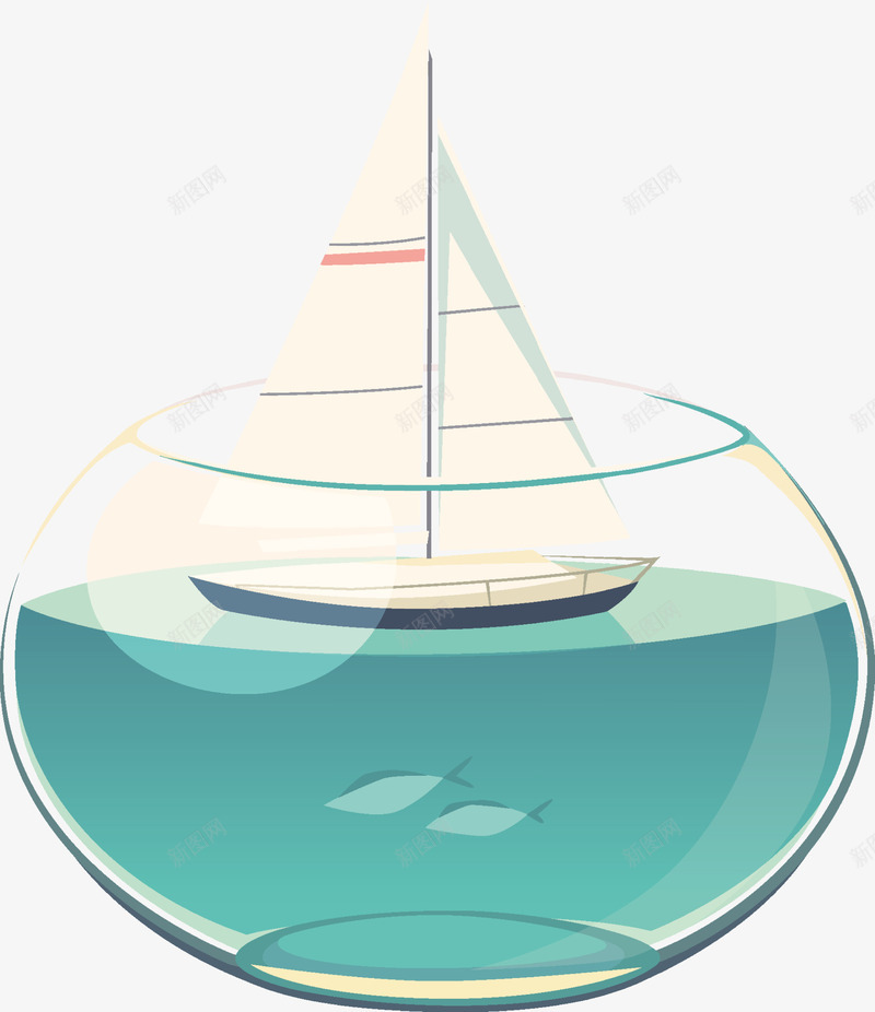 鱼缸和白色的帆船矢量图eps免抠素材_新图网 https://ixintu.com 帆船 帆船png 帆船矢量图 白色 鱼缸 矢量图