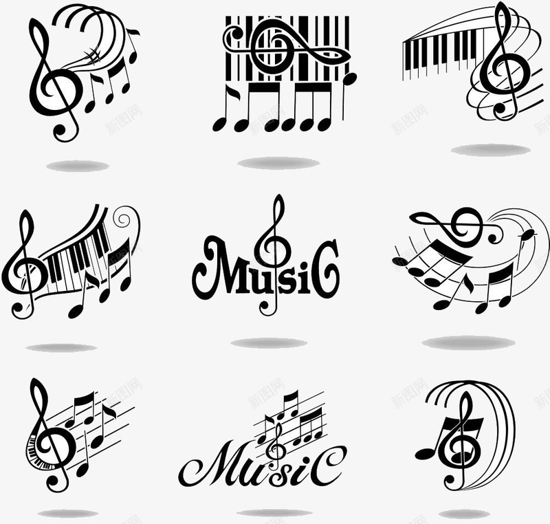 音乐创意音符图标png_新图网 https://ixintu.com 创意音符图标 音乐 音律 音浪 音符