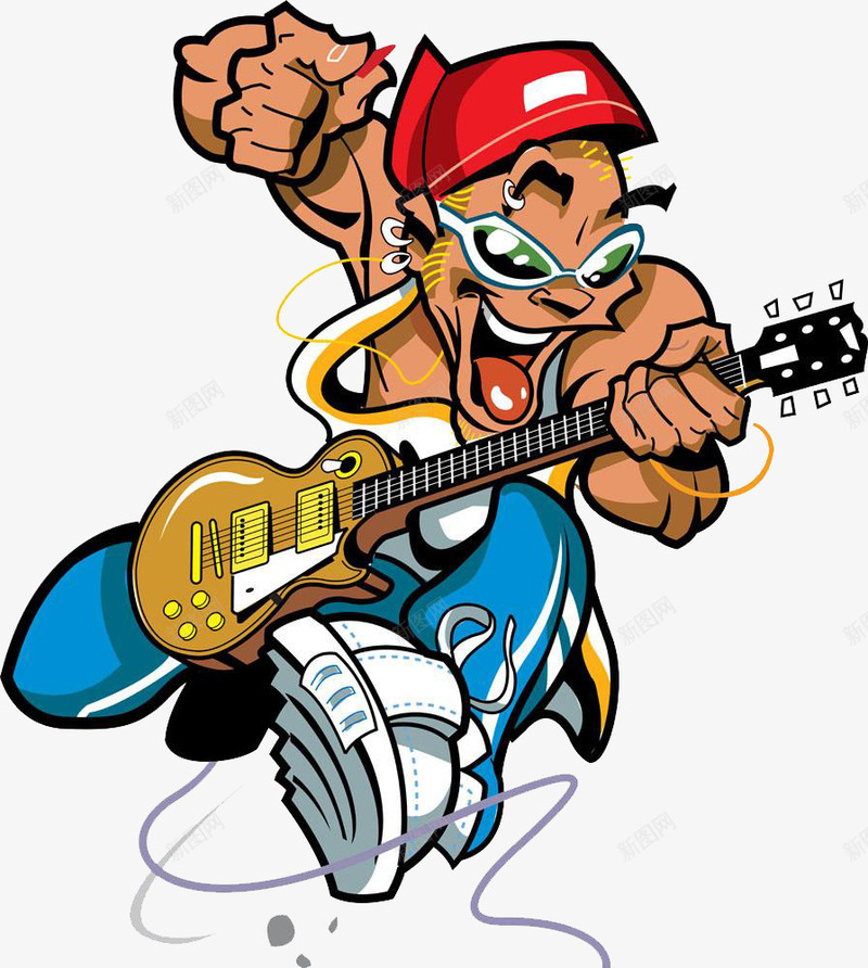弹吉他的人png免抠素材_新图网 https://ixintu.com 乐手 嘻哈男孩 弹吉他的人 摇滚风 重金属