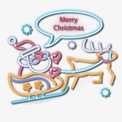 多彩圣诞节图标下载圣诞节霓虹灯圣诞老人去送礼物矢矢量图图标高清图片