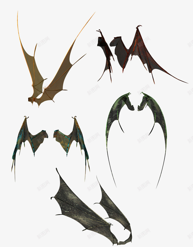 各种姿势的蝙蝠翅膀png免抠素材_新图网 https://ixintu.com 3D 翅膀 蝙蝠的翅膀 飞行