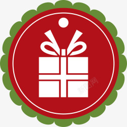 圣诞节徽章红色礼盒标志高清图片