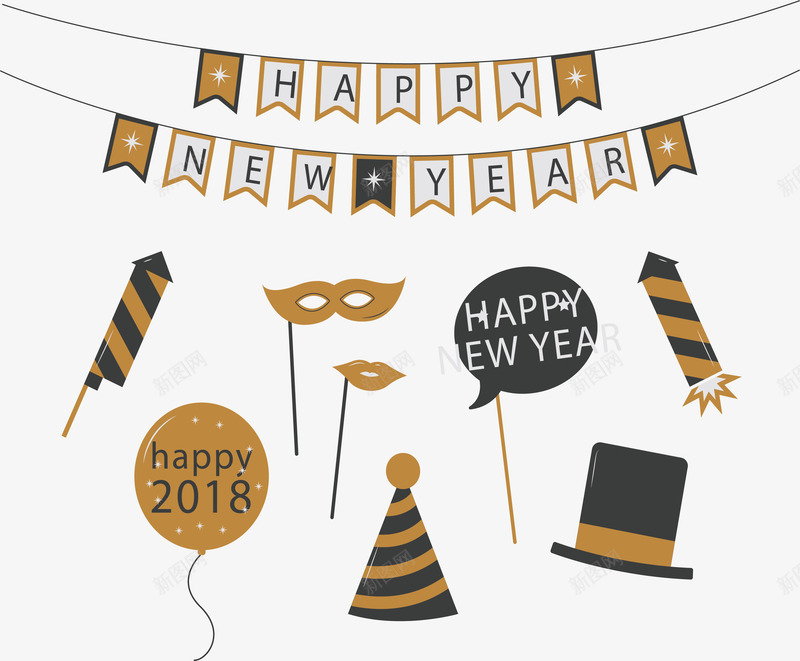 迎接新年的狂欢派对png免抠素材_新图网 https://ixintu.com 新年快乐 新年派对 派对 矢量png 跨年 跨年派对