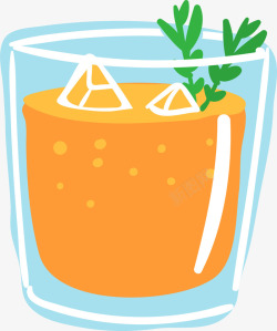 橙色卡通立体果汁素材