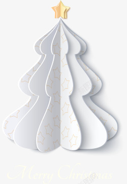 折纸星星圣诞节白色圣诞树高清图片