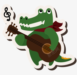 弹吉他的鳄鱼素材