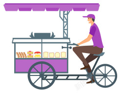 紫色顶棚零食车高清图片