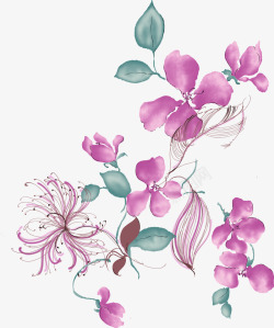 手绘紫色花卉漂亮贺卡素材