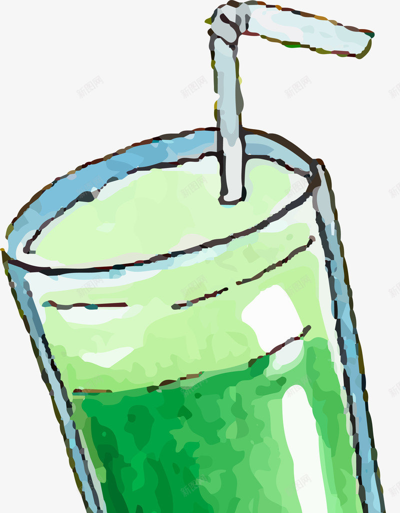 绿色水彩清新蔬菜汁png免抠素材_新图网 https://ixintu.com 卡通 手绘 清新 矢量图案 绿色 蔬菜果汁