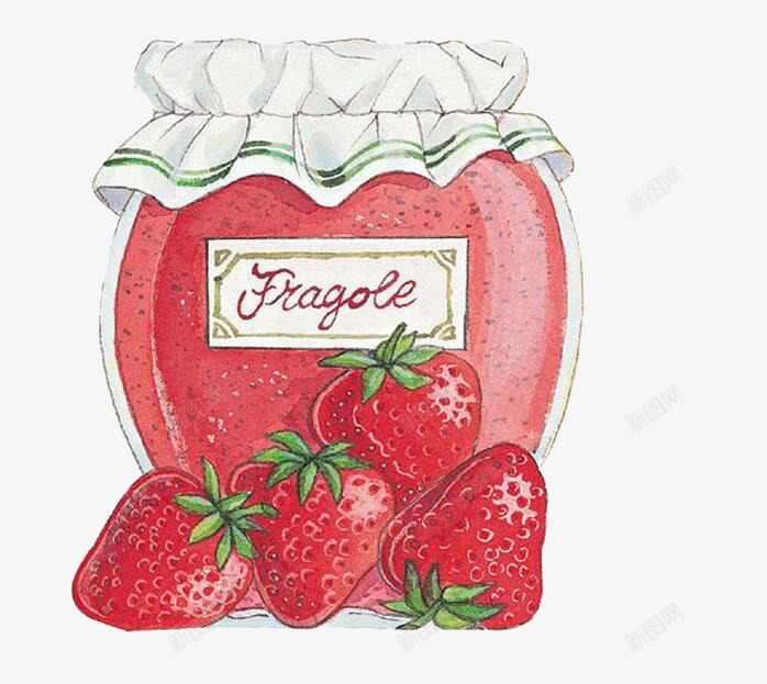 草莓酱png免抠素材_新图网 https://ixintu.com 创意 卡通 手绘 罐头 草莓