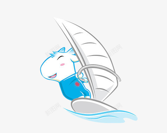 小羊和帆船png免抠素材_新图网 https://ixintu.com 动物运动会 卡通动物 卡通羊 帆船 水 生肖 白色 羊 蓝色 运动