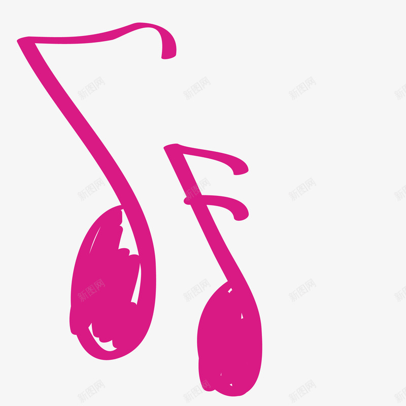 卡通手绘音乐符号png免抠素材_新图网 https://ixintu.com 创意 动漫动画 卡通手绘 粉色的 音乐符号 音符