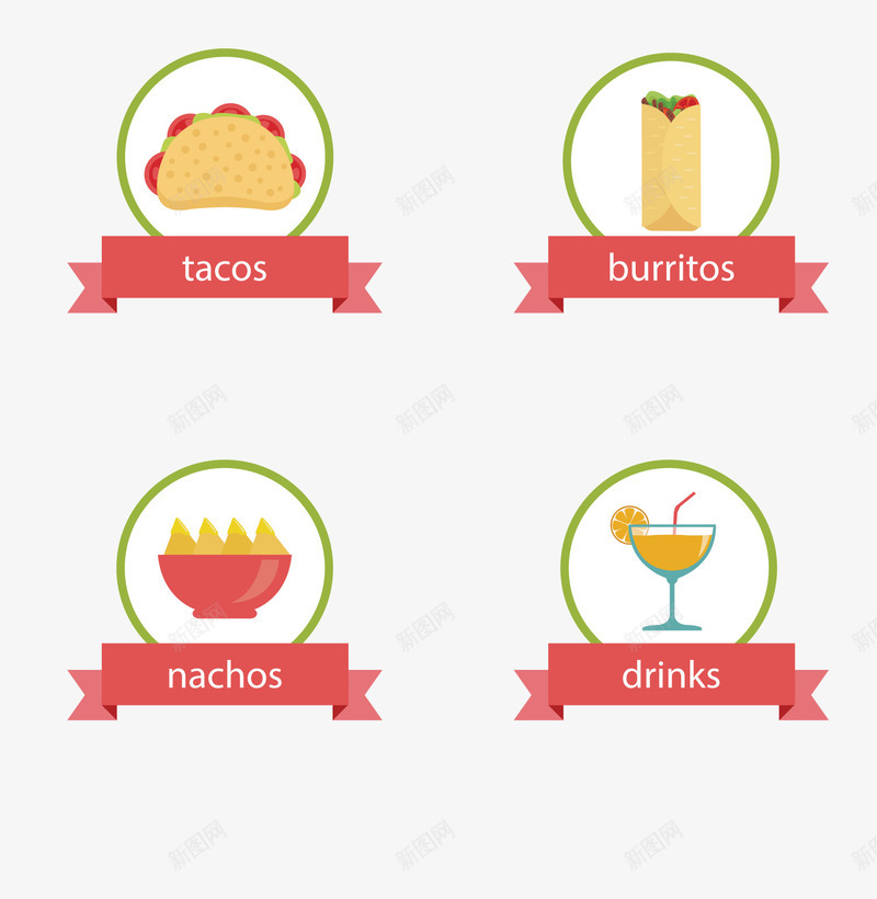 手绘美食标签矢量图ai免抠素材_新图网 https://ixintu.com 手绘 文案背景 果汁 红色 美食 面包 食物标签 矢量图