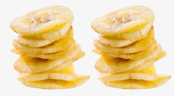即食食物堆叠的香蕉干高清图片