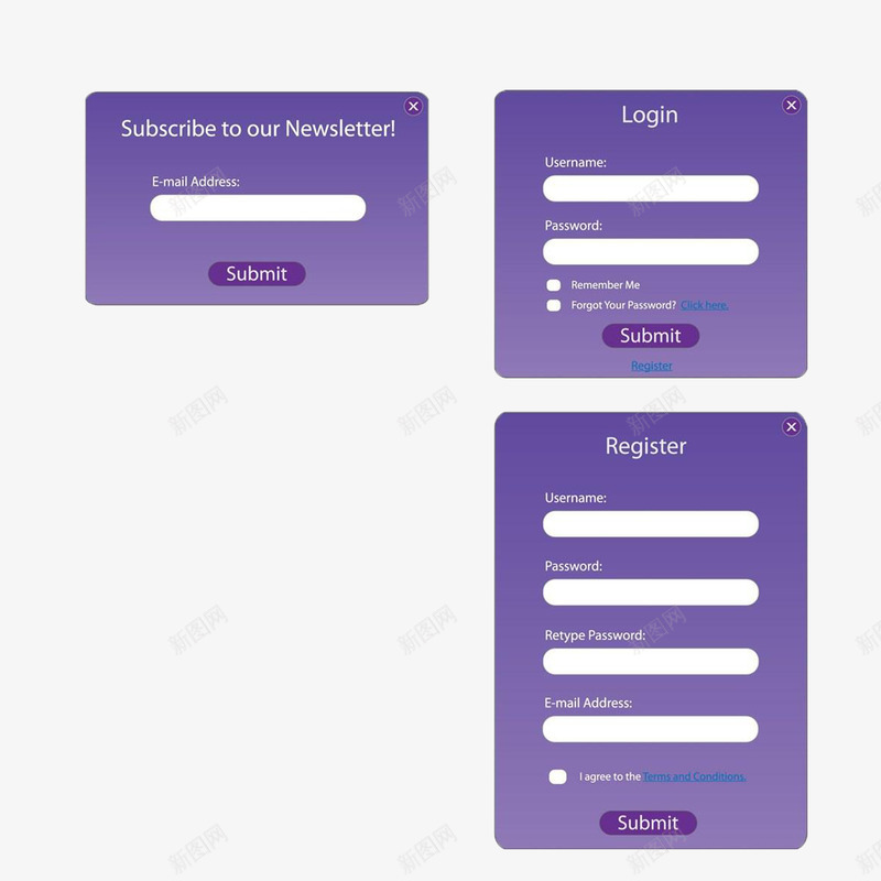 注册框png免抠素材_新图网 https://ixintu.com 注册框 简约大方注册框 精美注册框 紫色注册框 网页登录专用注册框