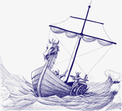 圆珠笔素描帆船素材
