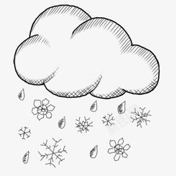 素描云朵雨夹雪卡通png免抠素材_新图网 https://ixintu.com 云朵 卡通 素描 雨夹雪
