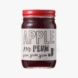plum瓶装苹果葡萄果酱高清图片
