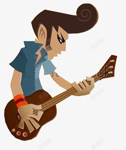 弹吉他的人png免抠素材_新图网 https://ixintu.com 儿童简笔画 卡通手绘 大背头 帅哥 弹吉他的人 摇滚男孩