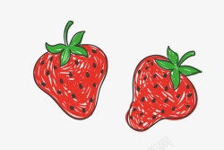 红色水果手绘草莓素材