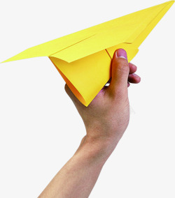 创意摄影人物手势动作黄色纸飞机素材