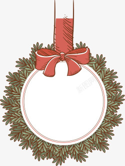 可爱手绘松树枝圣诞球标题框矢量图素材