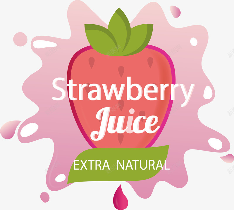 粉红草莓汁png免抠素材_新图网 https://ixintu.com 果汁汁液 矢量素材 粉红色 草莓 草莓汁