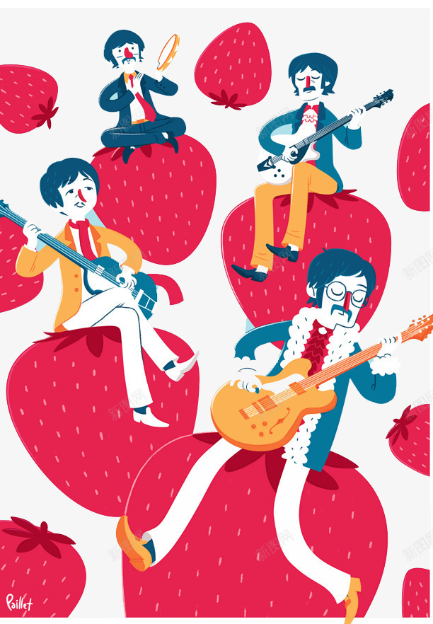 坐在草莓上弹音乐的人png免抠素材_新图网 https://ixintu.com 弹琴的人 红色草莓