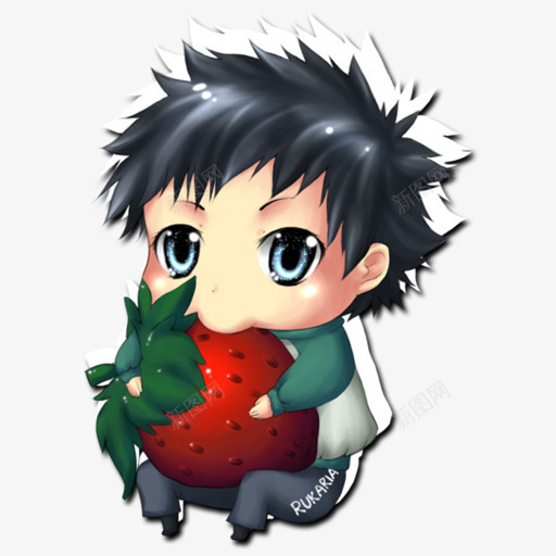 抱着草莓的男孩png免抠素材_新图网 https://ixintu.com 人物 卡通 手绘 男孩 草莓