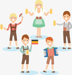 庆祝啤酒节庆祝德国啤酒节的人矢量图高清图片