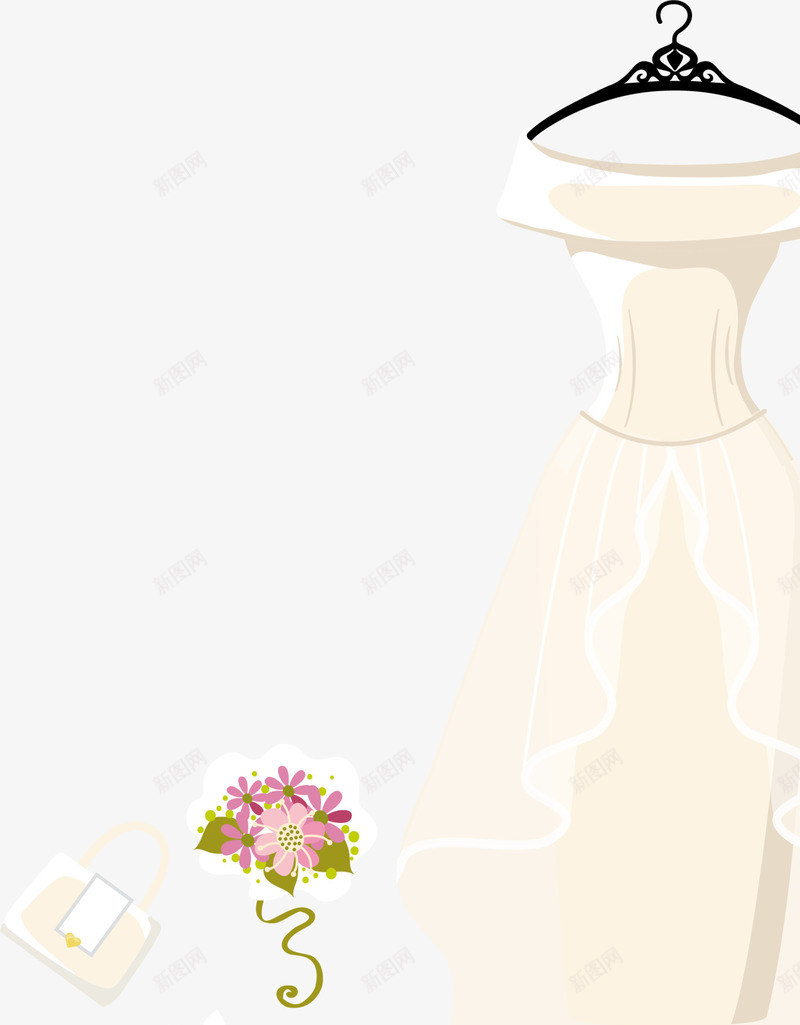 婚礼服饰白色婚纱png免抠素材_新图网 https://ixintu.com 婚礼服饰 婚纱长裙 新婚 白色婚纱 结婚服饰 花朵