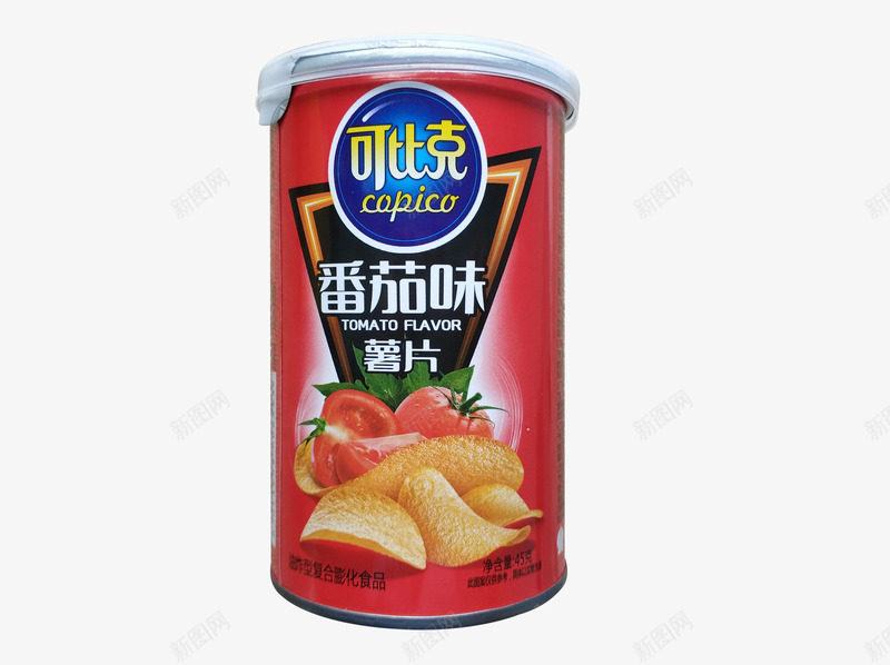 可比克薯片45g罐装png免抠素材_新图网 https://ixintu.com 可比克 番茄 薯片 零食