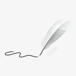 笔杆白色羽毛笔头高清图片