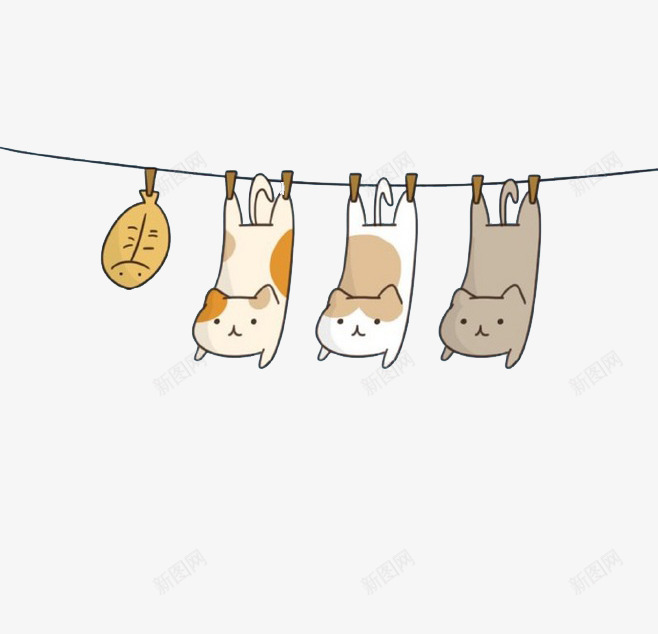 卡通小猫png免抠素材_新图网 https://ixintu.com 倒挂 卡通 小猫 装饰