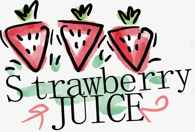 手绘草莓汁png免抠素材_新图网 https://ixintu.com 创意 卡通 可爱 彩色图 手绘 手绘图 草莓汁
