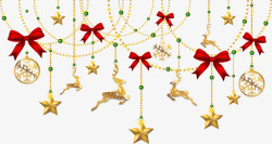 蝴蝶结挂饰圣诞节金色麋鹿挂饰高清图片