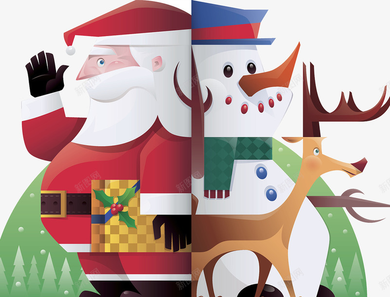 圣诞节插画psd免抠素材_新图网 https://ixintu.com 圣诞之夜 圣诞大促 圣诞快乐 圣诞树 圣诞礼物 圣诞老人 圣诞节 广告设计 节日气氛 雪人 麋鹿