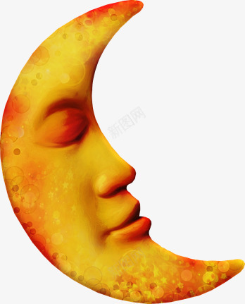 手绘月亮公公png免抠素材_新图网 https://ixintu.com 手绘 月亮 睡觉 表情 黄色