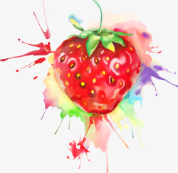草莓水彩矢量图素材