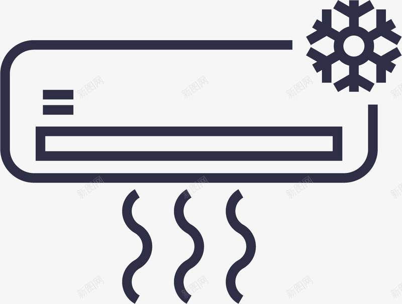 制冷空调png免抠素材_新图网 https://ixintu.com 制冷 墙挂 汽车空调 电子产品 空调 空调的风吹 简笔 线条 雪花 黑色的