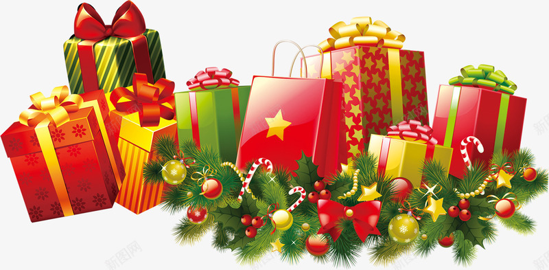 圣诞元旦狂欢购物礼盒png免抠素材_新图网 https://ixintu.com 元旦 圣诞 狂欢 礼盒 购物