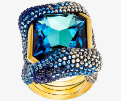 蓝色彩钻施华洛世奇首饰蓝色宝石戒指高清图片