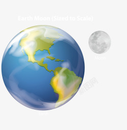 地球精致免扣精致地球月球关系图矢量图高清图片