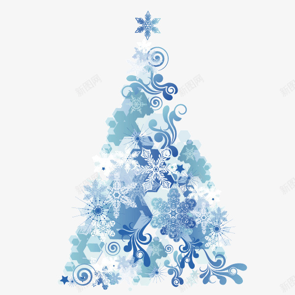 圣诞树淡蓝色装饰图案节日png免抠素材_新图网 https://ixintu.com 圣诞树 淡蓝色 节日元素 装饰图案