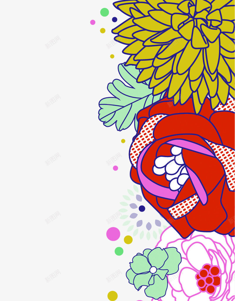 彩色手绘单页装饰花朵png免抠素材_新图网 https://ixintu.com 彩色 花朵 装饰