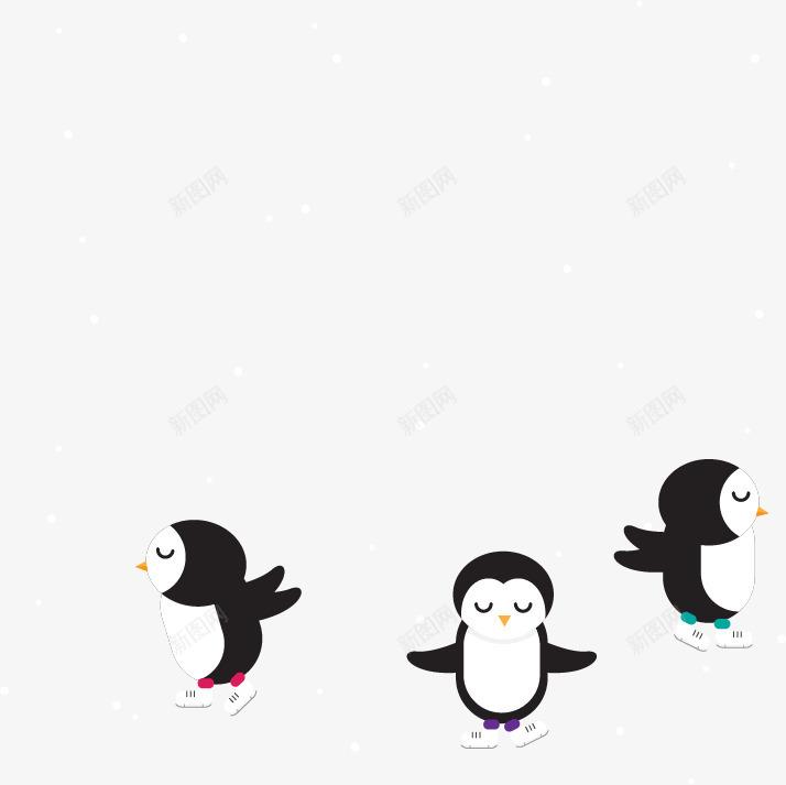 三只可爱企鹅矢量图eps免抠素材_新图网 https://ixintu.com 企鹅 南极 可爱企鹅 矢量素材 飘雪 矢量图